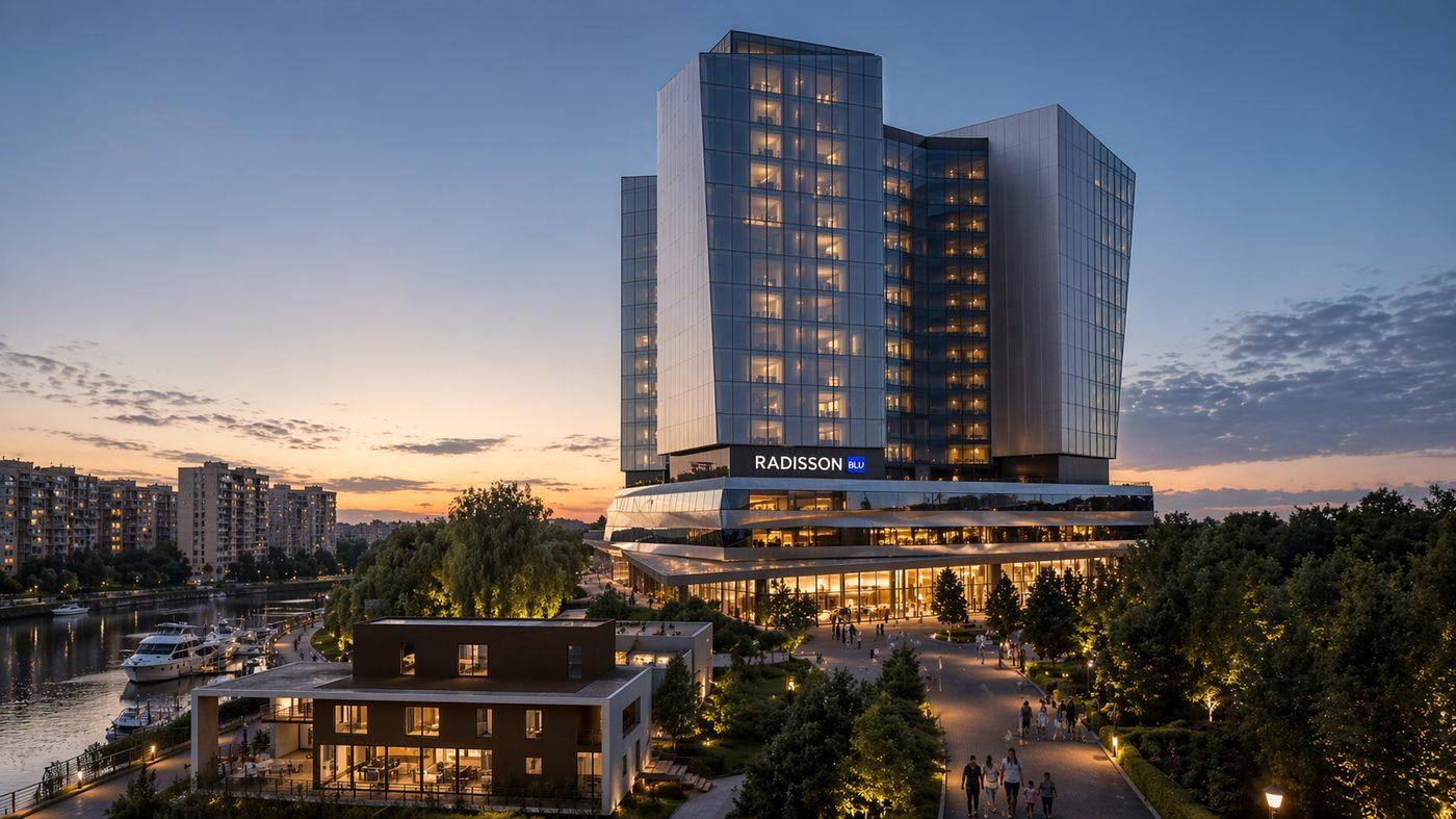 Radisson Blue — конкурсный проект 18-этажного гостиничного комплекса в Строгинской пойме Москвы на набережной